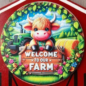 Welcome Sign for Front Door, Porch, Patio RED BARN “Welcome to Our Farm” NEW!